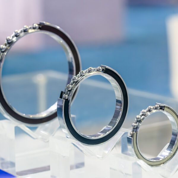 Bearings Close-up Three precision ball bearings on display.